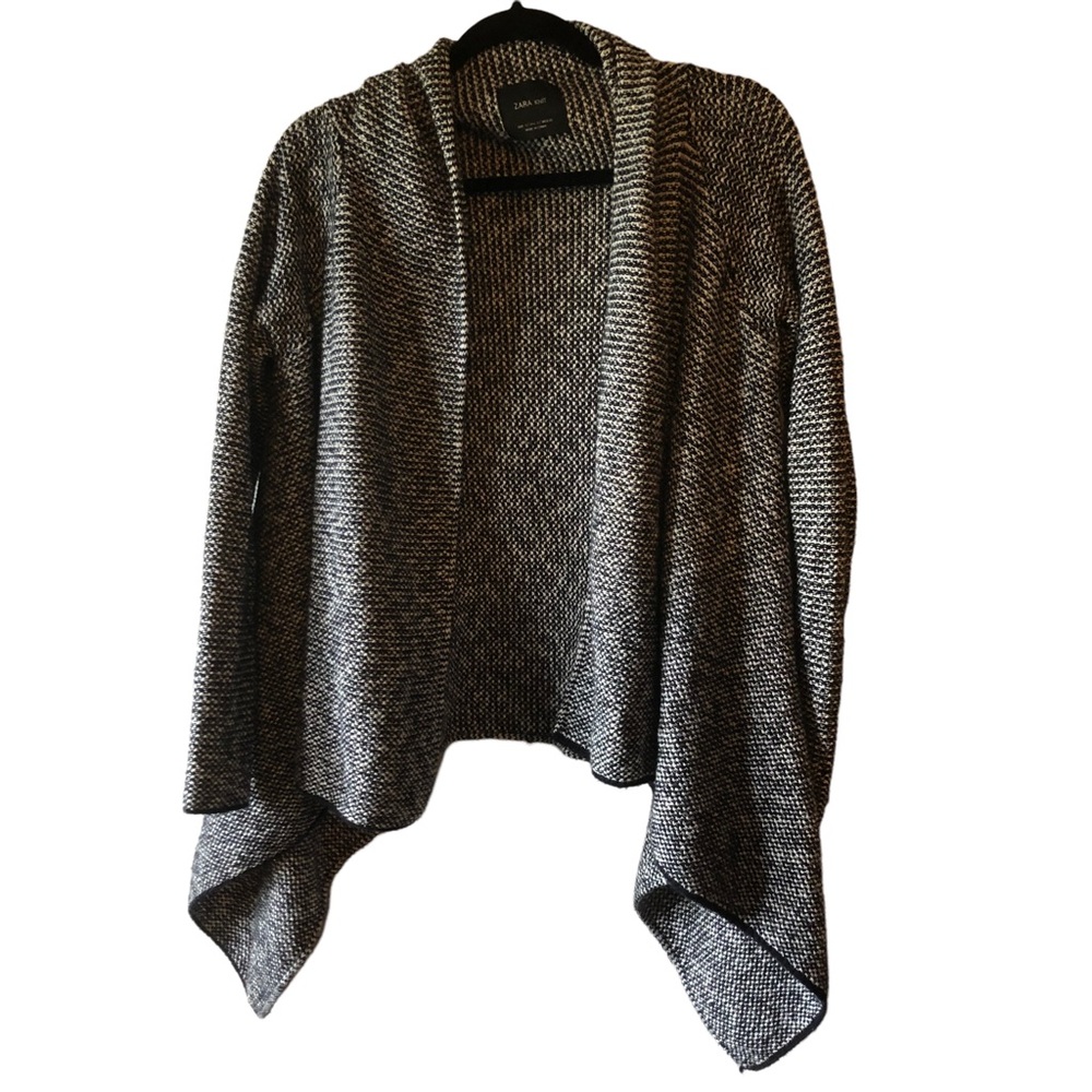 Zara Knot Cardigan Oversized Small Black and White